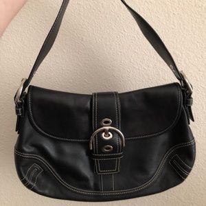 Black leather coach purse